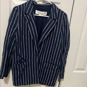 Thread & Supply Navy and White Striped Blazer